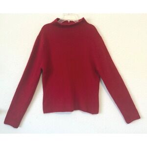 Vintage Y2k Twiggy Red Angora‎ Rabbit Hair Blend Mock Neck Sweater Cottagecore